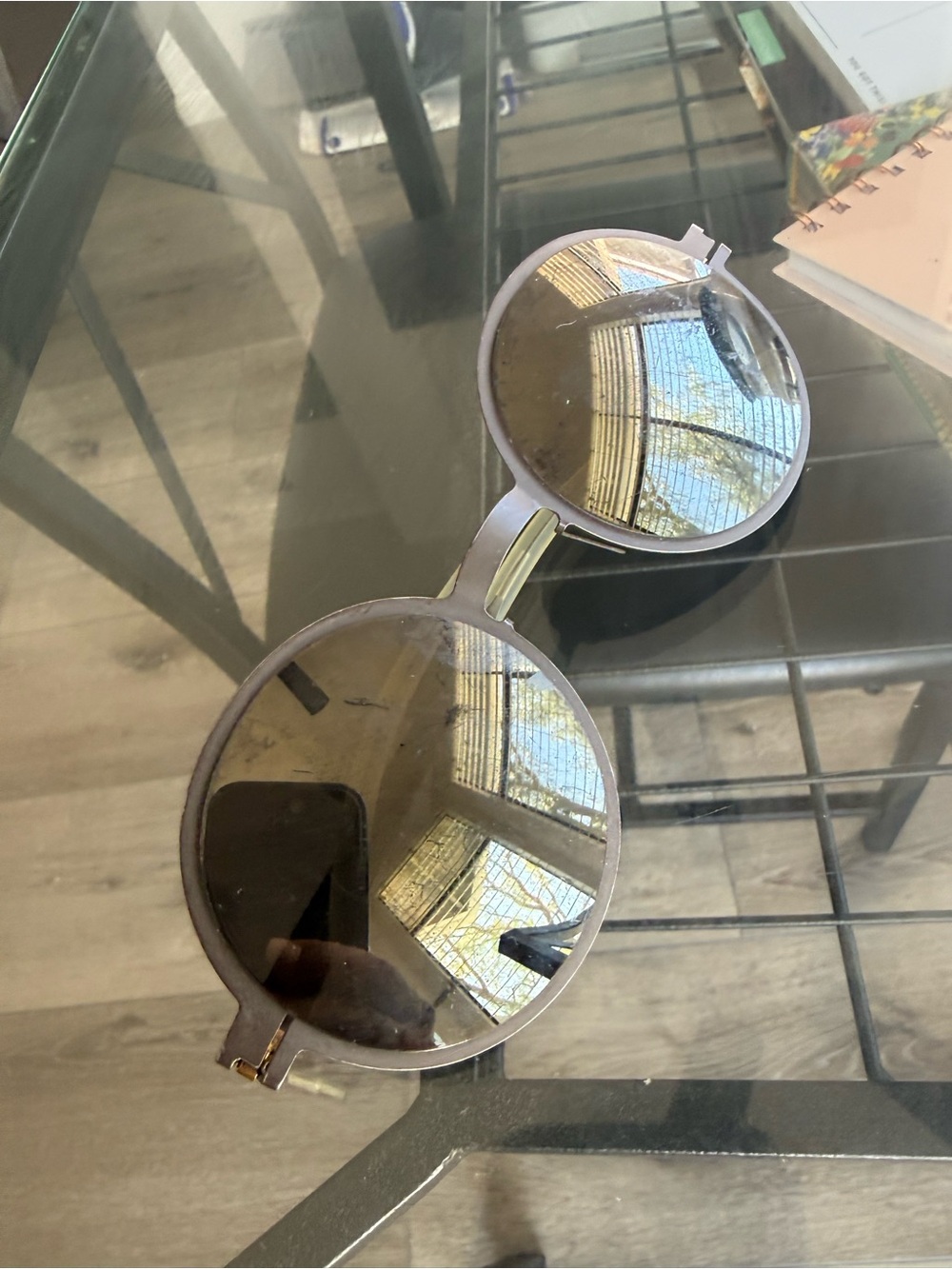 MYKITA Round Sunglasses in Dark Brown with Gold Accents